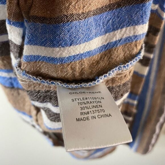 Chloe + Rene Striped Linen Blend Dress Size M - Picture 7 of 7